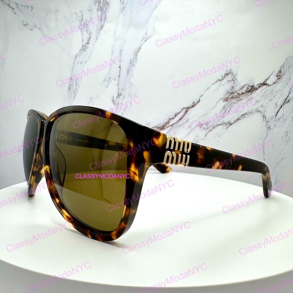 New MIU MIU Sunglasses Aviator Pilot Brown Honey Havana Tortoise